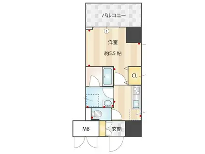 アルファレジデンシア南千住(1K/3階)の間取り写真