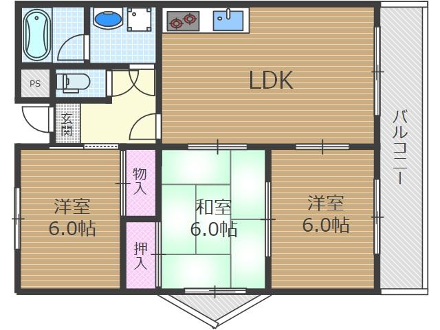 グローリウス長野(3LDK/1階)の間取り写真
