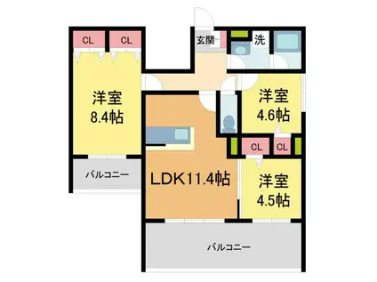 ブライトガーデン(3LDK/3階)の間取り写真