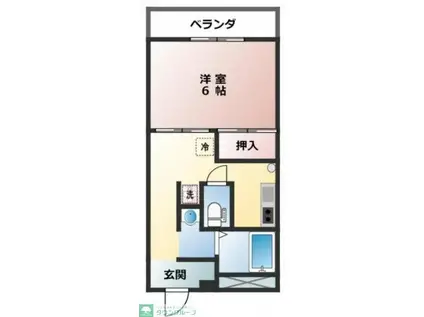 ハイツウシロダ(1K/2階)の間取り写真