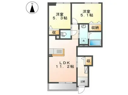アクアグラン(2LDK/1階)の間取り写真
