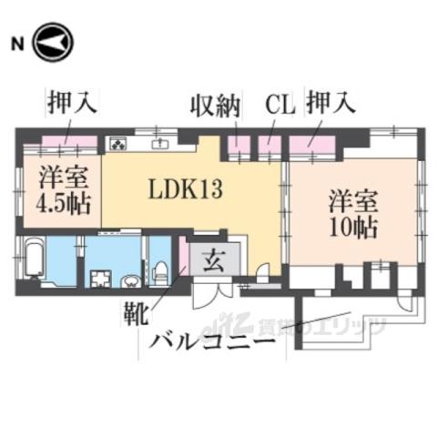 メゾンドナカジマ(2LDK/5階)の間取り写真