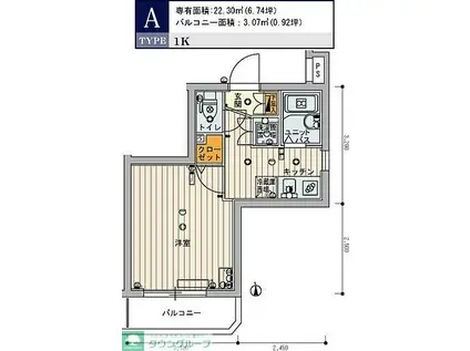 スカイコート練馬桜台(1K/4階)の間取り写真
