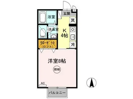 コンフォート玉名(1K/2階)の間取り写真