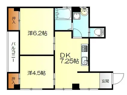 ヴィラ呉本通(2DK/2階)の間取り写真