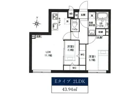 レピュア東大島駅前レジデンス(2LDK/5階)の間取り写真