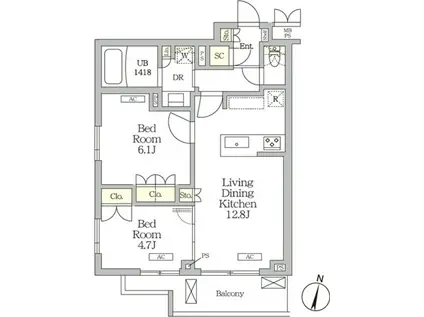 ミレーネ滝野川(2LDK/3階)の間取り写真
