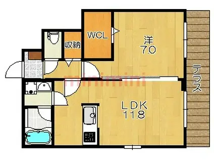 CHERIR上泉(1LDK/1階)の間取り写真