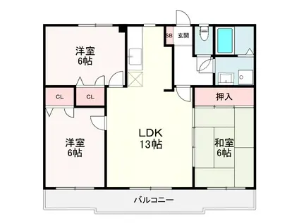 エクセレント岩室1(3LDK/3階)の間取り写真