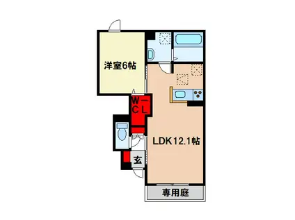 D-ROOM TK(1LDK/1階)の間取り写真