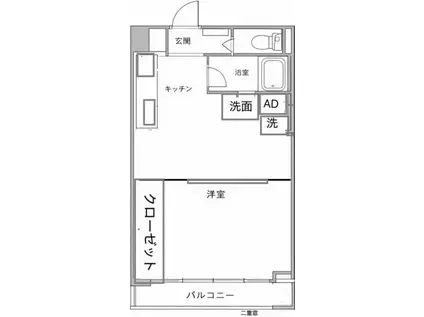 五反野ダイヤモンドマンション(1LDK/9階)の間取り写真