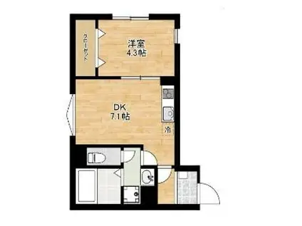 フェリーチェ二俣川(1DK/1階)の間取り写真