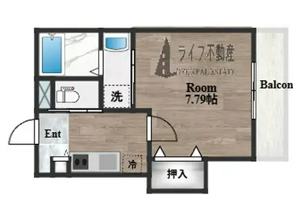 KTIレジデンス弥刀(1K/2階)の間取り写真