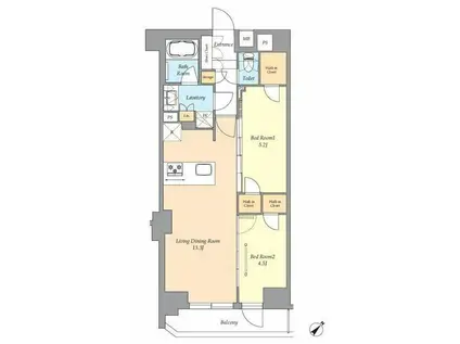 アイフラット渋谷西原(2LDK/2階)の間取り写真