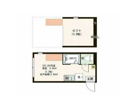 スカイハウス南小岩(ワンルーム/2階)の間取り写真