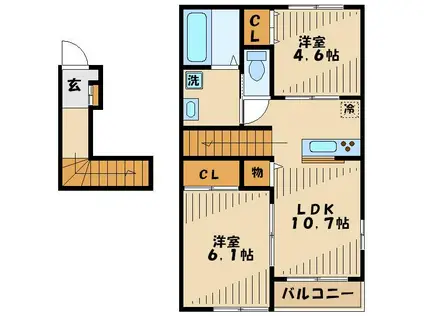 エルメゾン程久保II(2LDK/2階)の間取り写真