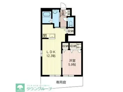 セレーノ西国立(1LDK/1階)の間取り写真