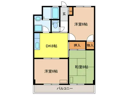 東ハイツ(3DK/2階)の間取り写真