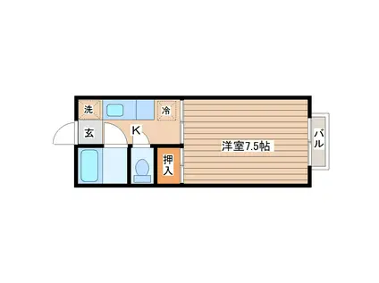 ハウスサンパーク(1K/1階)の間取り写真