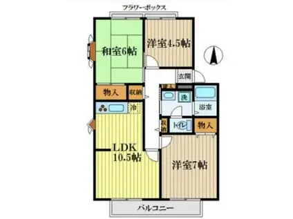 サンビレッジ鷹の台G棟(3LDK/2階)の間取り写真