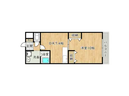 AZUR羽衣(1DK/3階)の間取り写真