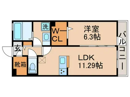 ボヌールメゾン(1LDK/2階)の間取り写真