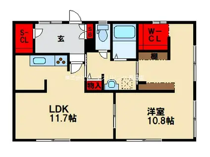 レフリゼント・古野(1LDK/1階)の間取り写真