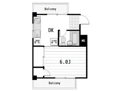 サンライト市川(1K/2階)の間取り写真