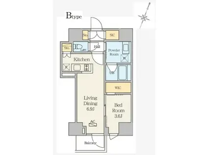 ANIMO UDAGAWA(1LDK/11階)の間取り写真