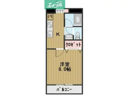 パークプレイスみしま(1K/1階)の間取り写真