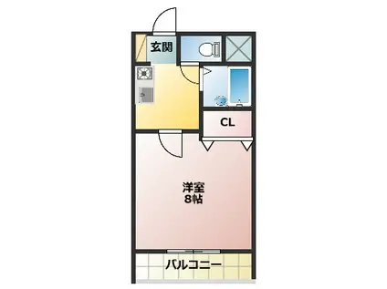 シャト-大塚(1K/2階)の間取り写真