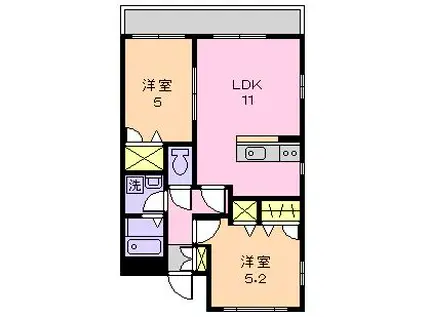 サンモール(2LDK/2階)の間取り写真