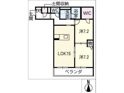 ボーシャトー(2LDK/3階)の間取り写真