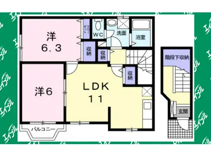 名鉄常滑線 寺本駅 徒歩9分 2階建 築23年(2LDK/2階)の間取り写真