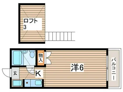 メゾンドベルレーヌ(1K/2階)の間取り写真