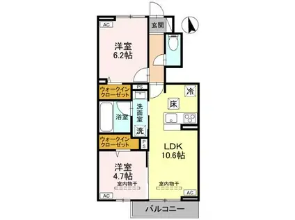 RESIDIA 東城南(2LDK/1階)の間取り写真