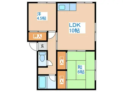 日下部アパートA棟(2LDK/2階)の間取り写真