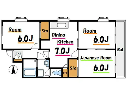 プラムフラワーガーデン(3DK/3階)の間取り写真