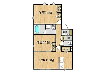 グランシェ―ル(2LDK/1階)の間取り写真