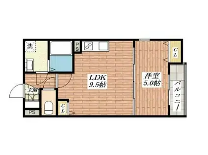 クレア―ル茨木(1LDK/3階)の間取り写真