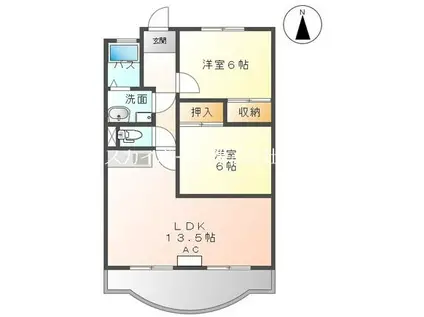 EVEさいわい(2LDK/1階)の間取り写真