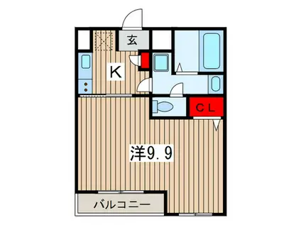 アフェット稲毛II(1K/4階)の間取り写真