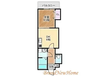 TKアンバーコート羽衣II(1DK/2階)の間取り写真