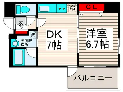 ユリカロゼ西新井駅前(1DK/5階)の間取り写真