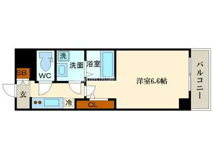 ファーストフィオーレ難波南パークサイド(1K/10階)の間取り写真