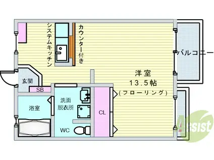 ハウス葭(ワンルーム/2階)の間取り写真