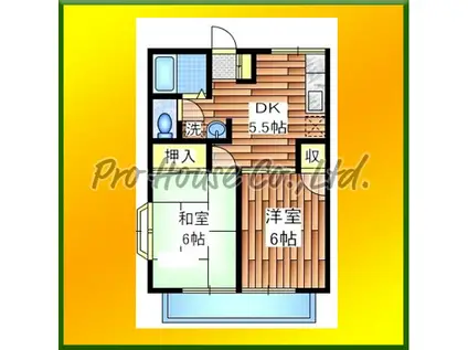 フローラ南町(2DK/1階)の間取り写真