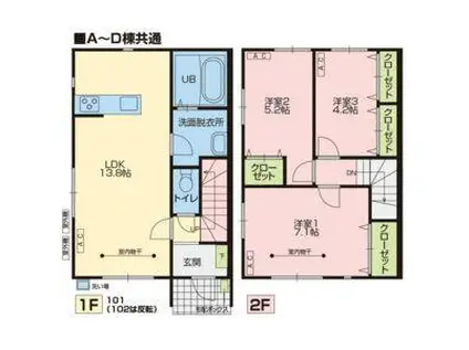 BERG TERRACE(3LDK/1階)の間取り写真