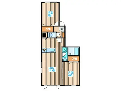 WELL COURT(2LDK/2階)の間取り写真