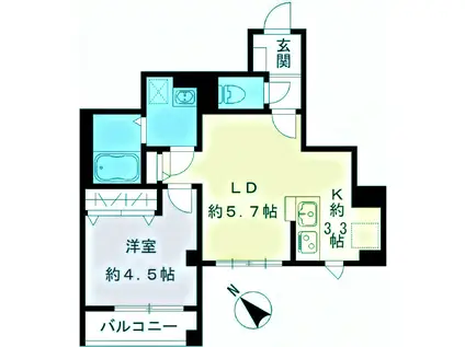 ソラーナデュオ(1LDK/2階)の間取り写真